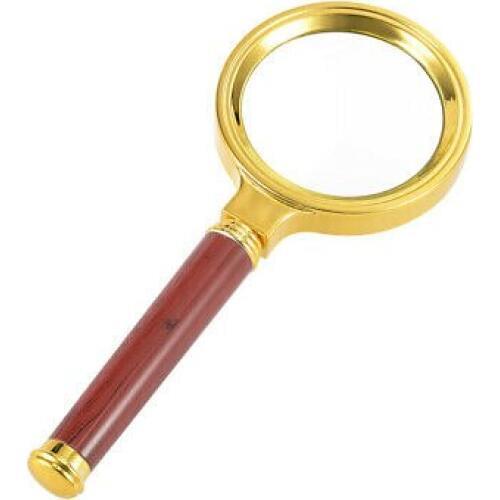 45mm 10X Handheld Magnifying Glass Lens Magnifier Gold Tone