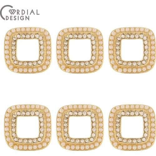 Cordial Design 50Pcs 20*20MM Earrings Accessories/Square Shape/Imitation Pearl/Pendant/DIY/Rhinestone Charms/Jewelry Findings