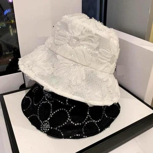 Lace Embroidery Fisherman Hat Double-side Unisex Harajuku Bucket Hat Fishing Outdoor Cap Women Bucket Fishing Hats Sunscreen Cap