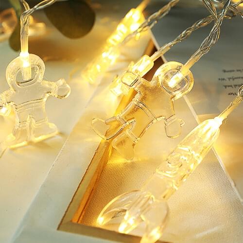 LED Light String Outer Space Party Astronaut Rocket Mars Spaceship String Light Galaxy Solar System Birthday Party Holiday Decor