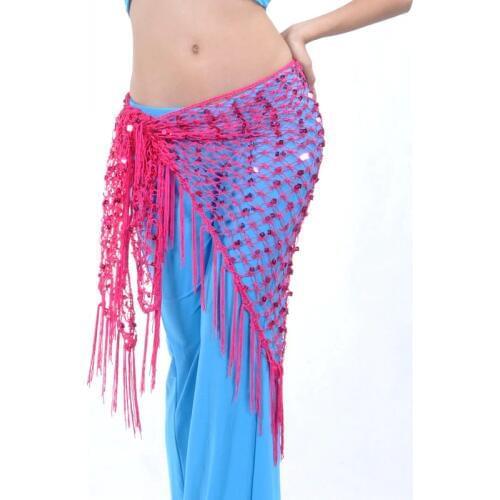 Belly dance waist chain hip scarf sequins bandage Dance belt 10 colors for your choice B-001