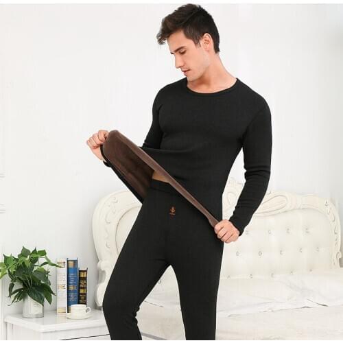 Thermal Underwear Men Long Johns Velvet Soft Warm Suits Shirt+pants Set Autumn Winter Men Thicken