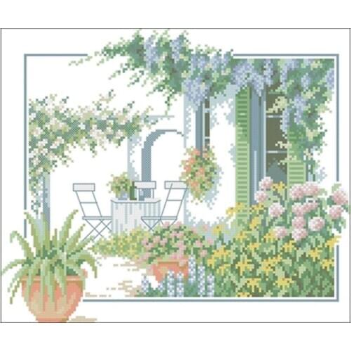 Corner of the courtyard Counted Cross Stitch 11CT 14CT 18CT DIY Chinese Cross Stitch Kit Embroidery Needlework Sets home decor