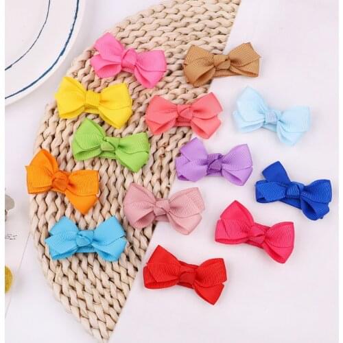 20 Colors Solid Bowknot With Hair Clips Ribbon Hair Bows For Girls Handmade BB Hairpins Barrettes Headwear Kids Hair Accessories