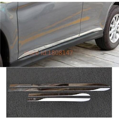 Car Styling Protection Detector Stainless Steel Side Door Body Trim Sticks Strip Molding 4pcs For Mitsubishi ASX 2013 2014 2015