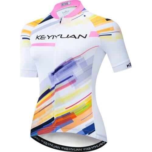 KEYIYUAN Womens Cycling Jersey Summer MTB Shirt Tops Anti-UV Bike Clothing Ropa De Ciclismo Para Muj Blusa Feminina