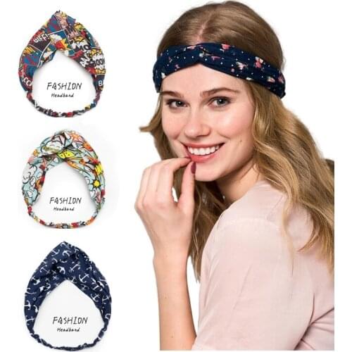 2020 Fashion BOOM print Women Headband Vintage Bandanas Hairband Girls Headwear Headband Hair Accessories Headdress ladies Hoop