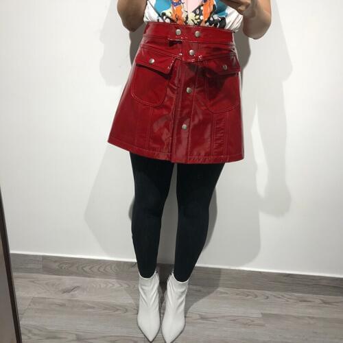 Women real leather skirt lady real leather skirt