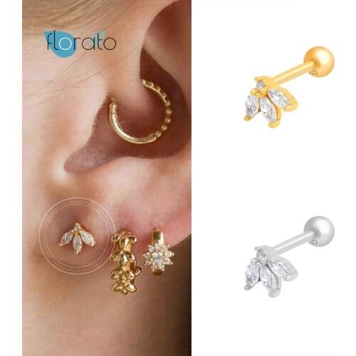925 Silver Ear Needle Tiny INS Stud Earrings For Ladies Women Transparent Bling Crystal Earrings Fine Jewelry Pendientes Broncos