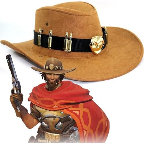 McCree Badge Bullet Hat Western Cowboy Costume Cap Props Pirate Hat Cosplay Game Accessory Halloween For Adult Men Women Boys
