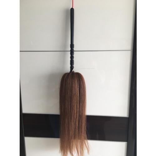 1PC Buddha of dust natural brown Horse Tail Hairs ebony hand carved handle