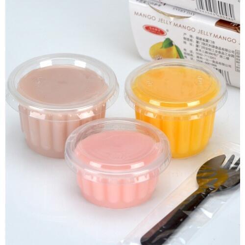 100pcs Disposable plastic yogurt pudding cup transparent tasting cup sauce jelly takeaway packaging cups with lid
