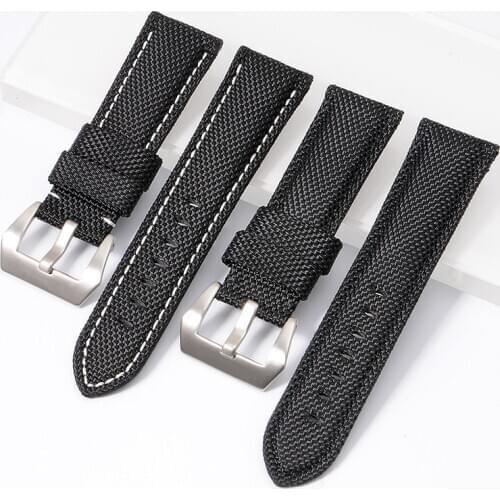 22mm 24mm 26mm High Quality Nylon Fabric Blue Black Canvas Watchbands For PAM441 111 Watch Strap Band Mens Wrist Watch Bracelet