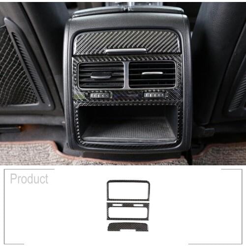 3Pcs Soft Carbon Fiber 3D Sticker Console Rear Air Vent Outlet Trim Cover Interior Accessories for Volkswagen Touareg 2011-2018