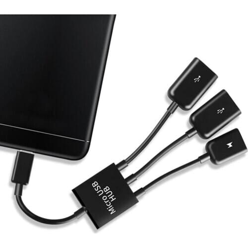 3in1 USB Female To Dual USB Ports+Micro USB Cable Hub Splitter Adapter Portable OTG USB Adapter Cable Adapter Cable