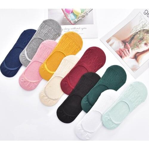 5 Pairs/lot Invisible Candy Female Cotton Breathable Balck Socks for Women Summer Girls Casual Short Ankle Boat Low Cut Lady Sox