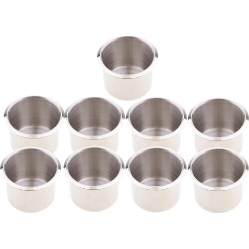 9 Pieces 2.68'' Stainless Steel Cup Drink Holder for Marine Boat RV Durable