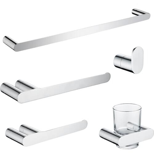 Bathroom Accessories Chrome Polished Towel Bar Shelf Toilet Paper Holder Robe Hook Towel Rack Toothbrush Holder Wall Mount