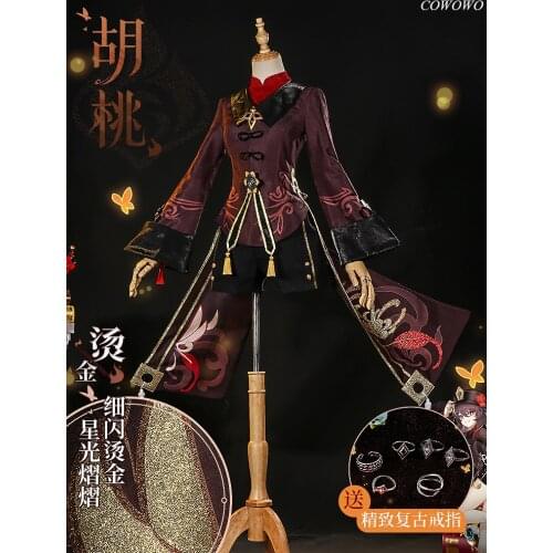 Anime! Genshin Impact Hutao Game Suit Hu Tao Rich And Magnificent Uniform Cosplay Costume Halloween Party Outfit Women 2021 NEW