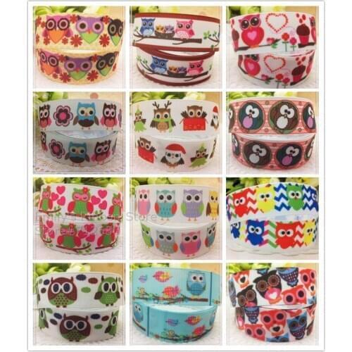 Free shipping 10 yards 7/8'' (22mm) cute owls printed Grosgrain Ribbon Animal Tape Gift Wrap Bakery Pack Clothing diy accessory