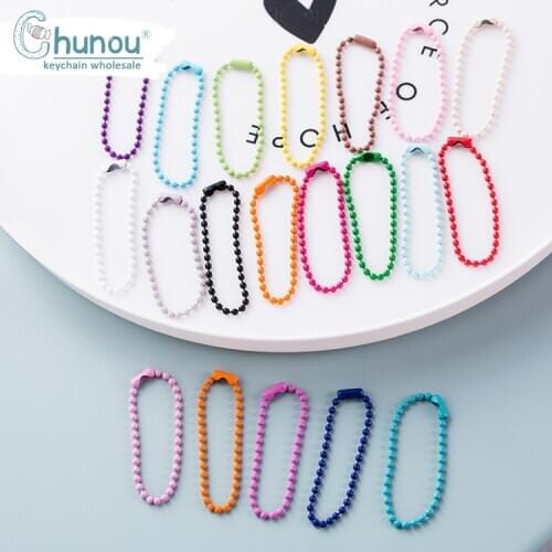 20PCS/Lot 12CM Ball Bead Chains Charm Keychain Accessories KeyRing Key Chain Dolls Label Hand Tag Connector DIY Jewelry Making
