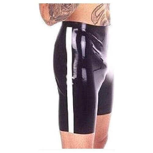 Handmade Black Mens Latex Rubber Fifth Short Pants Plus Size Customize