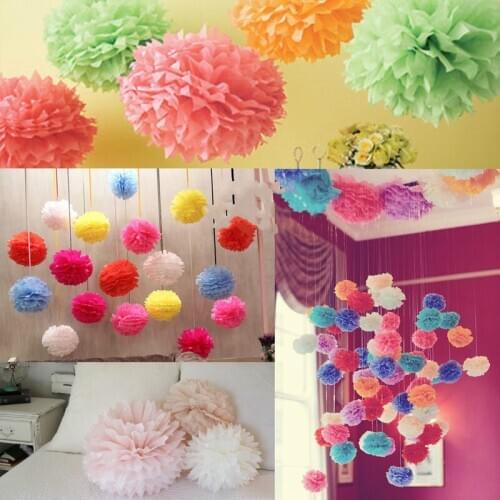 5pcs Wholesale Tissue Paper Pompom Garland Rustic Weeding Decoration 10cm 15cm Weddings Decor Party Decor Bridal Shower Baby