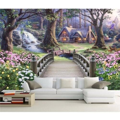 European oil painting landscape wallpaper living room sofa 3D TV background bedroom fantasy fairyland custom size mural