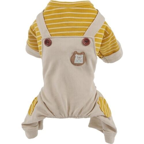 Summer Dog Jumpsuit Stripe Japanese Style Cartoon Bear Cotton Dog Clothes Teddy XS~XXL