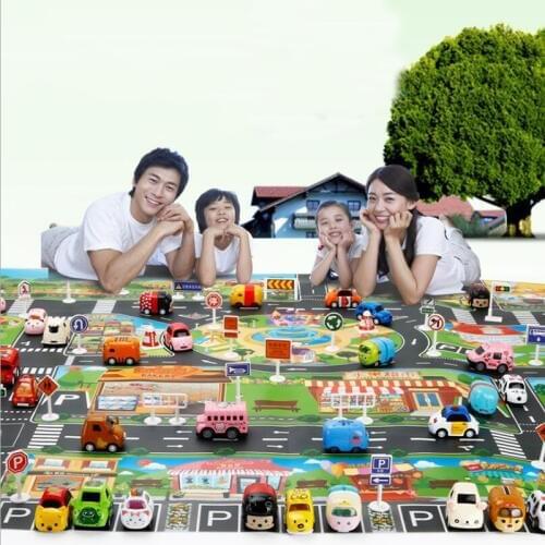 130*100CM Large City Traffic Car Park Play Mat Waterproof Non-woven Kids Car Playmat Toys for Childrens Mat Boy Car