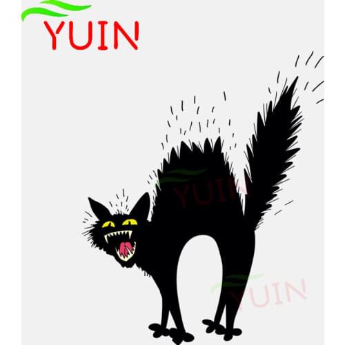 Creative Car Sticker Scary Black Cat Cartoons Decals Fashion PVC Window Bumper Decoration Accessories Waterproof Decal 16*13cm
