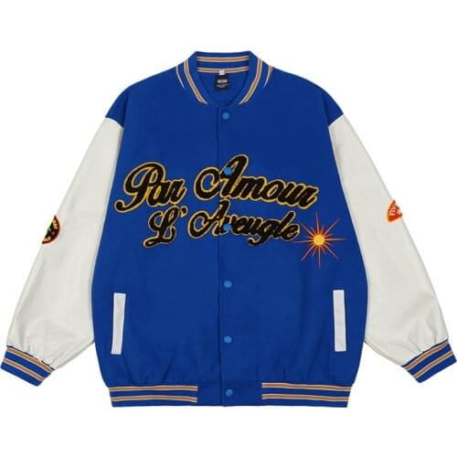 2021 New Arrival Top Fashion Hot Casual Short Thick Rib Sleeve Single Breasted Bomber Jacket Men Embroidery Baseball Suit Loose