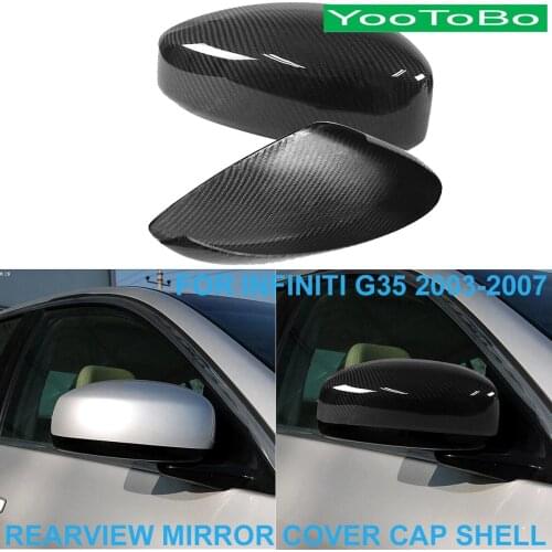 LHD RHD Car Styling Real Dry Carbon Fiber Rearview Rear Side Mirror Cover Cap Shell Trim Replace For Infiniti G35 2003-2007 2PCS