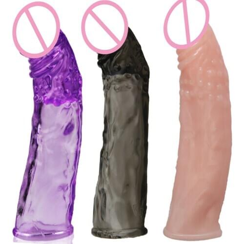 Reusable condoms Penis Extender sleeve Bolder delay ejaculation cock ring dick cover vibrator sleeves condom sex toys for man