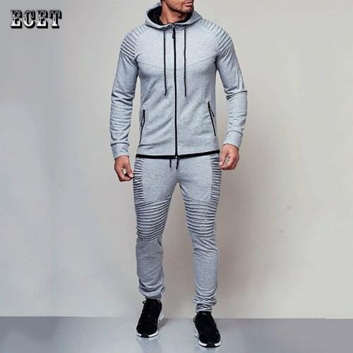 Mens clothing new streetwear trendy mens suit jogger brand zipper hoodie jacket fashion mens trousers