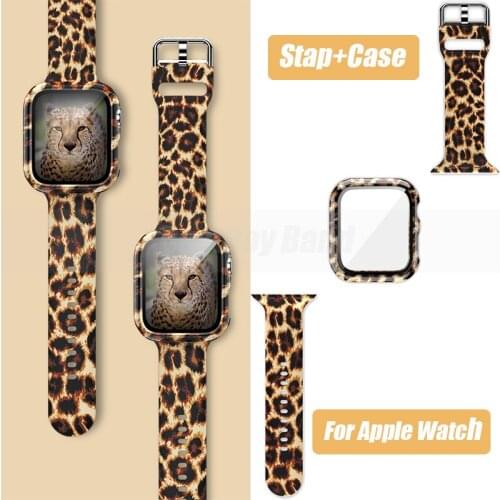 Soft Silicon Case+Band for Apple Watch Band 44mm 40mm 42mm 38mm with Screen Protector Cover Wristband Strap for iwatch 6 5 4 3 2