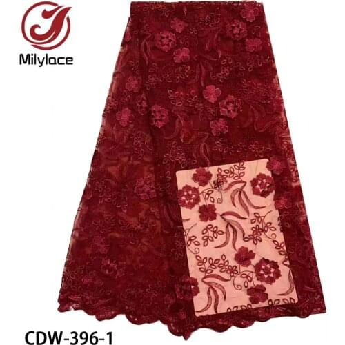 Latest African Embroidery Tulle Lace Fabric 2021 High Quality French Tulle Lace Fabric 5 Yards for Party CDW-396