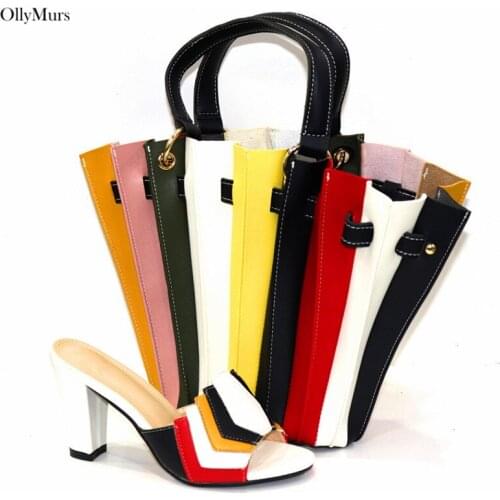 2021 New African Rhinestone Woman Shoes And Bag To Match Set Italian Style HIgh Heels 9CM Shoes And Bag Set For Party