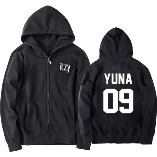New Korean Fashion Itzy Member Name and Birthday Number Print Zipper Hoodie Jacket for Fans Unisex Kpop Fleece/thin Sweatshirt