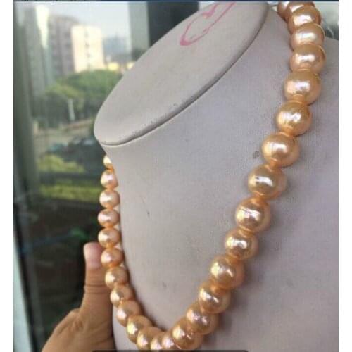 NEW Beautiful elegant 10-11mm south sea pink pearl necklace 18inch