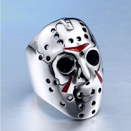 New Fashion Men Rings Stainless Steel Mask Rings Punk Rock Bands For Men Classic Jewelry Christmas Party Gift Free Shipping