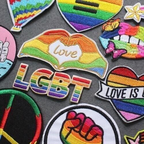 LGBT Patch Embroidered Patches On Clothes Pride Gay Patch Iron On Patches For Clothing Rainbow Clothing Stripes Applique Decor
