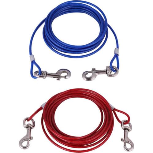 Adjustable Long Steel Wire Dog Leash Outdoor Camping Picnic Strong Pet Safety Cable Rope Dog Strap