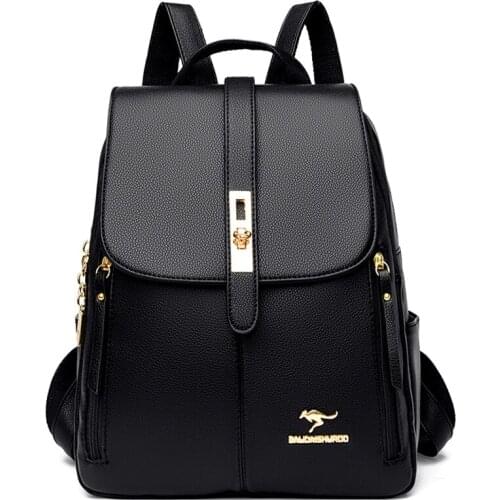 Luxury Women Backpack Soft Leather Backpacks for Teenage Girls School Bag Travel Back pack Female Shoulder Bag Mochila Sac A Dos