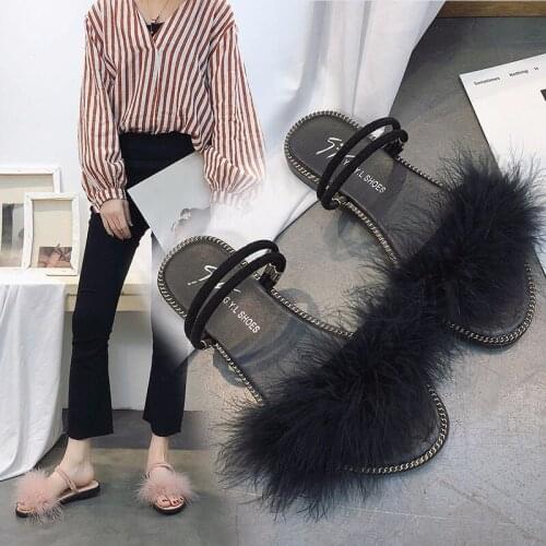 Sandal Women Summer Woman Sandals Flat Slippers Flat Bottom Plush Slippers Open Toe Leisure