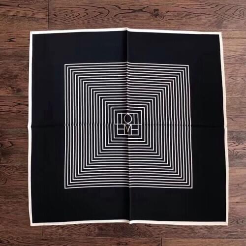 2018 new arrival geometric 100% silk scarf 67*67 cm black white shawl for women lady free shipping