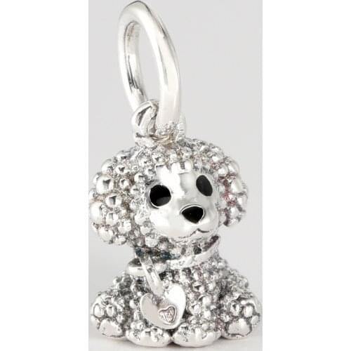 2020 NEW Free Shipping 925 Sterling Silver Poodle Dog Dangle Charm Fit Original Bracelet For Women DIY Jewelry S925 Beads