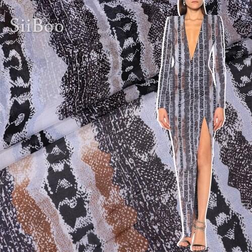 Siiboo pure natural silk fabric for evening summer spring dress elegant stylish abstract pattern printed Tela de seda sp6446