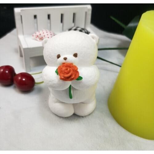 Bear Rose Soap Molds Silicone Mold Gypsum Chocolate Candle Candy Mold Bouquet Bear Clay Resin Lovely DW0188 PRZY 3D Moulds