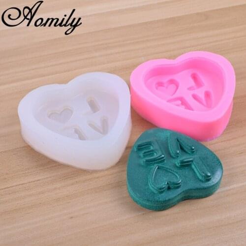 Aomily LOVE Heart Shaped Cake Molds Silicone Fondant Mold Sugar Chocolate Moulds Tools Wedding Cake Decorating Tools Pastry Tool